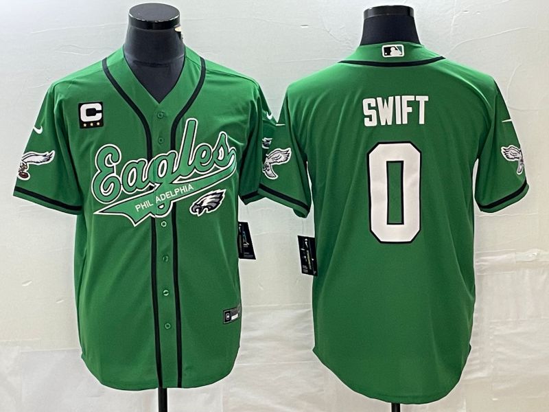 Men Philadelphia Eagles 0 Swift Green Co Branding Game NFL Jersey style 4